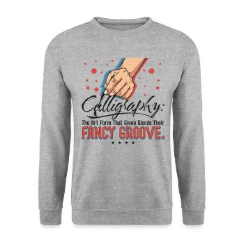 La calligraphie donne aux mots leur groove fantaisiste - Sweat-shirt Unisexe - gris chiné - Devant - Alina (178cm) & Michal (187cm)