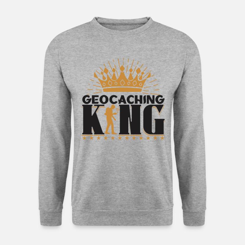 Geocaching-König - Unisex Pullover - Weißgrau meliert