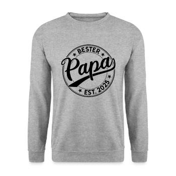 Vater seit 2025 Papa Est. 2025 Bester Papa 2025 - Unisex Pullover - Weißgrau meliert - Vorne - Alina (178cm) & Michal (187cm)