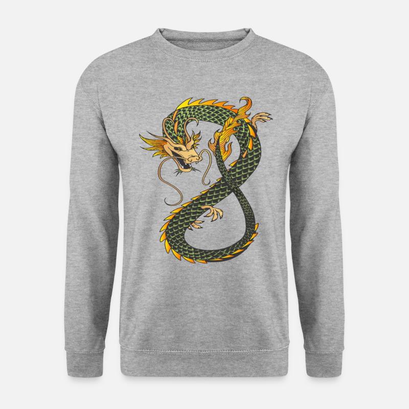 Drache - Unisex Pullover - Weißgrau meliert