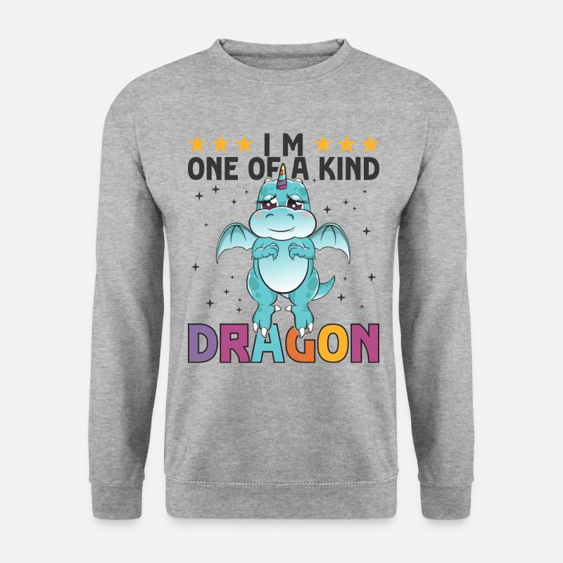 Ich bin ein einzigartiger Drache - Unisex Pullover - Weißgrau meliert