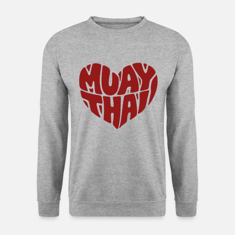Muay Thai Herz - Liebe zum Thaiboxen - Unisex Pullover - Weißgrau meliert