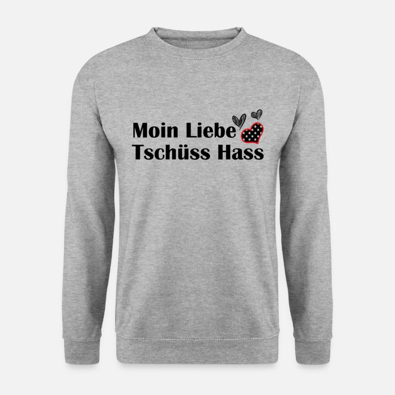 Moin Liebe - Tschüss Hass I Geschenkidee - Unisex Pullover - Weißgrau meliert