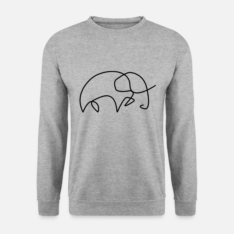 one line Elefant schwarz - Unisex Pullover - Weißgrau meliert