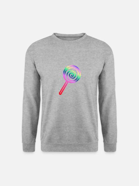 Lolli | Lollipop Süßigkeit Süßkram Süßes Geschenk - Unisex Pullover - Weißgrau meliert