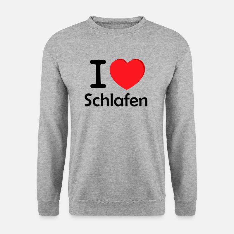 ich liebe schlafen i love schlafen Geschenk - Unisex Pullover - Weißgrau meliert