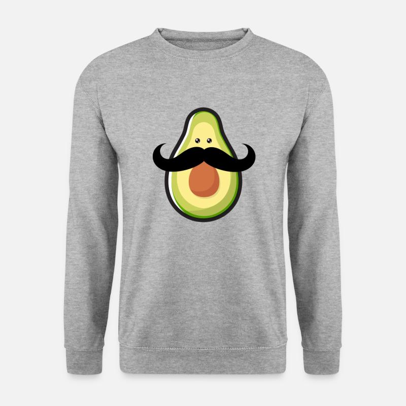 Mustache Avocado - Unisex Pullover - Weißgrau meliert