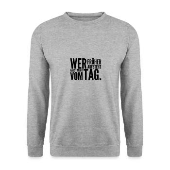 schwarzer Humor lustig Witz böse Spruch Geschenk - Unisex Pullover - Weißgrau meliert - Vorne - Alina (178cm) & Michal (187cm)