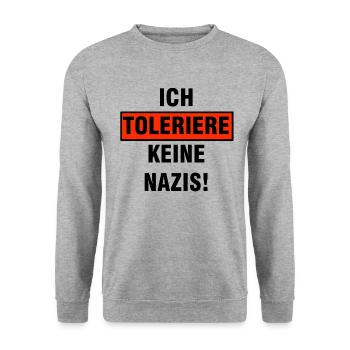 Antifa against Nazis Xenophobia Racism Gift - Unisex Sweatshirt - salt & pepper - Front - Alina (178cm) & Michal (187cm)