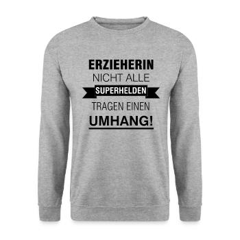 Erzieherin Superheldin Kindergarten sozialer Job - Unisex Pullover - Weißgrau meliert - Vorne - Alina (178cm) & Michal (187cm)