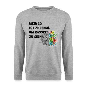 Gegen Nazis, Gegen Rechts Politik Shirt - Unisex Pullover - Weißgrau meliert - Vorne - Alina (178cm) & Michal (187cm)