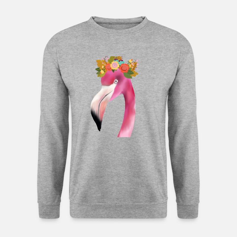 Flamingo avec couronne - Sweat-shirt Unisexe - gris chiné