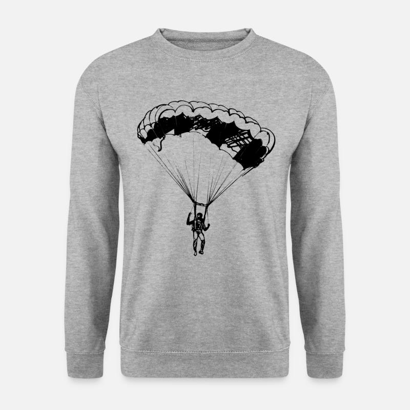 Fallschirm, Fallschirmspringen, Fallschirmspringer - Unisex Pullover - Weißgrau meliert
