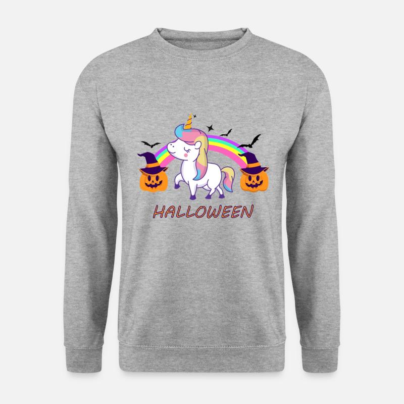 Halloween Einhorn - Unisex Pullover - Weißgrau meliert