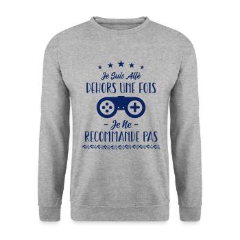 Humour de Geek - Sweat-shirt Unisexe - gris chiné - Devant - Alina (178cm) & Michal (187cm)