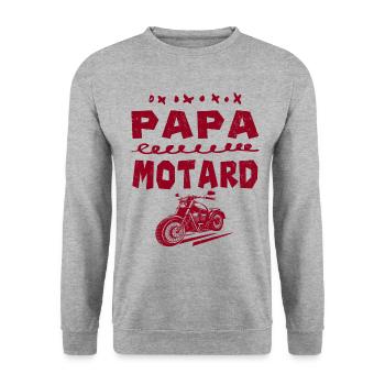 Papa Motard - Sweat-shirt Unisexe - gris chiné - Devant - Alina (178cm) & Michal (187cm)