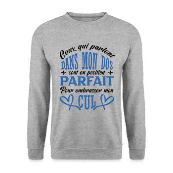 Embrasser mon cul - Sweat-shirt Unisexe - gris chiné - Devant - Alina (178cm) & Michal (187cm)