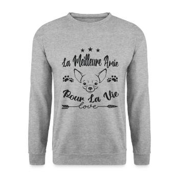 la meilleure amie pour la vie | chien - Sweat-shirt Unisexe - gris chiné - Devant - Alina (178cm) & Michal (187cm)