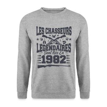 Chasseur légendaire nées en 1982 anniversaire - Sweat-shirt Unisexe - gris chiné - Devant - Alina (178cm) & Michal (187cm)