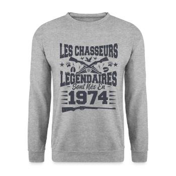 Chasseur légendaire nées en 1974 anniversaire - Sweat-shirt Unisexe - gris chiné - Devant - Alina (178cm) & Michal (187cm)