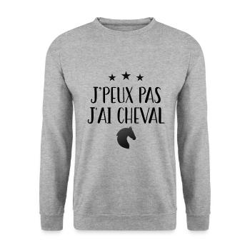 j'peux pas j'ai cheval - Sweat-shirt Unisexe - gris chiné - Devant - Alina (178cm) & Michal (187cm)