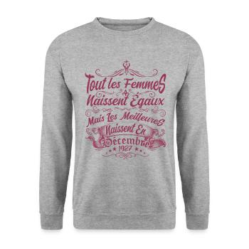 les meilleures naissent en décembre, Décembre 1987 - Sweat-shirt Unisexe - gris chiné - Devant - Alina (178cm) & Michal (187cm)