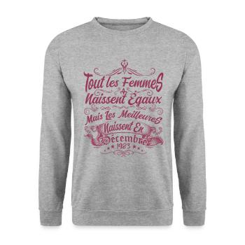 les meilleures naissent en décembre, Décembre 1983 - Sweat-shirt Unisexe - gris chiné - Devant - Alina (178cm) & Michal (187cm)