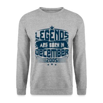 Legends Are Born In December 2005 - Sweat-shirt Unisexe - gris chiné - Devant - Alina (178cm) & Michal (187cm)