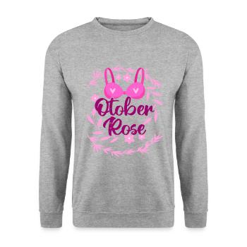 Octobre Rose | Lutte contre le cancer du sein - Sweat-shirt Unisexe - gris chiné - Devant - Alina (178cm) & Michal (187cm)