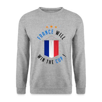 Frankreich wird den Pokal gewinnen! - Unisex Pullover - Weißgrau meliert - Vorne - Alina (178cm) & Michal (187cm)