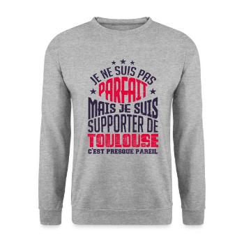 Cadeau Supporter de Toulouse Foot - Sweat-shirt Unisexe - gris chiné - Devant - Alina (178cm) & Michal (187cm)