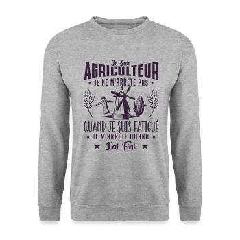 Je suis agriculteur | Agriculture | Ferme | Paysan - Sweat-shirt Unisexe - gris chiné - Devant - Alina (178cm) & Michal (187cm)