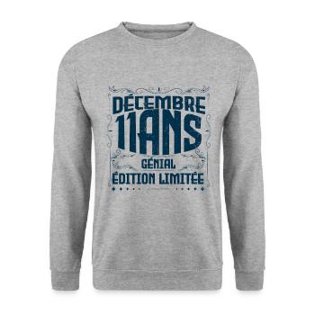 DÉCEMBRE 11 Ans | Édition limitée - Sweat-shirt Unisexe - gris chiné - Devant - Alina (178cm) & Michal (187cm)