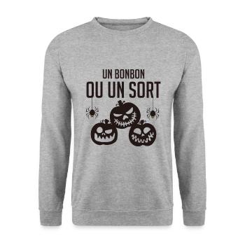 Un bonbon ou un sort - Sweat-shirt Unisexe - gris chiné - Devant - Alina (178cm) & Michal (187cm)