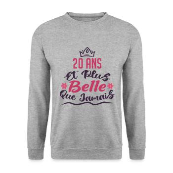 20 ans et plus belle que jamais - Sweat-shirt Unisexe - gris chiné - Devant - Alina (178cm) & Michal (187cm)