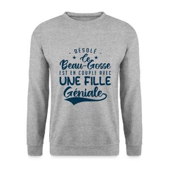 Ce beau gosse est en couple avec une fille géniale - Sweat-shirt Unisexe - gris chiné - Devant - Alina (178cm) & Michal (187cm)
