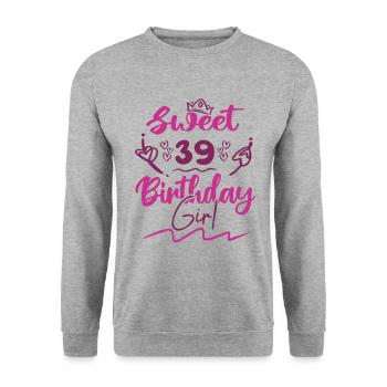 Sweet 39 birthday girl | Gift Birthday - Unisex Sweatshirt - salt & pepper - Front - Alina (178cm) & Michal (187cm)
