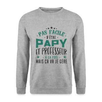 Papy et professeur | cadeau - Sweat-shirt Unisexe - gris chiné - Devant - Alina (178cm) & Michal (187cm)