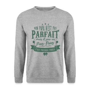 Papa ping pong - Sweat-shirt Unisexe - gris chiné - Devant - Alina (178cm) & Michal (187cm)