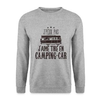 j'peux pas j'aime tire en camping-car - Sweat-shirt Unisexe - gris chiné - Devant - Alina (178cm) & Michal (187cm)