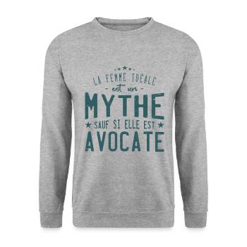 la femme idéale est avocate - humour mythe femme - Sweat-shirt Unisexe - gris chiné - Devant - Alina (178cm) & Michal (187cm)