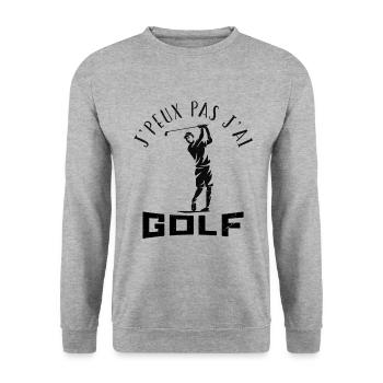 Je peux pas j'ai golf - Sweat-shirt Unisexe - gris chiné - Devant - Alina (178cm) & Michal (187cm)