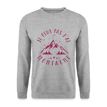 j'peux pas j'ai montagne - Sweat-shirt Unisexe - gris chiné - Devant - Alina (178cm) & Michal (187cm)