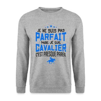 pas parfait mais cavalier - Sweat-shirt Unisexe - gris chiné - Devant - Alina (178cm) & Michal (187cm)