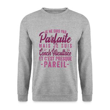 Je Ne Suis Pas Parfaite Mais Je Suis conchylicultu - Sweat-shirt Unisexe - gris chiné - Devant - Alina (178cm) & Michal (187cm)