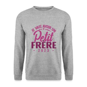 I'm going to have a little brother 2023, child ad - Unisex Sweatshirt - salt & pepper - Front - Alina (178cm) & Michal (187cm)