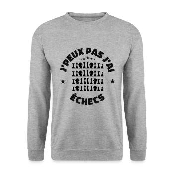 j'peux pas j'ai échecs cavalier échec - Sweat-shirt Unisexe - gris chiné - Devant - Alina (178cm) & Michal (187cm)
