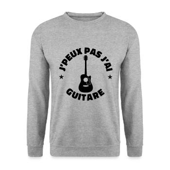 J'peux Pas J'ai Guitare électrique Guitariste - Sweat-shirt Unisexe - gris chiné - Devant - Alina (178cm) & Michal (187cm)