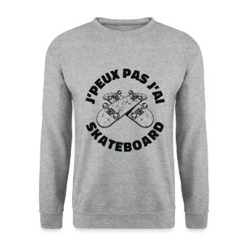 J'peux Pas J'ai Skateboard - Sweat-shirt Unisexe - gris chiné - Devant - Alina (178cm) & Michal (187cm)
