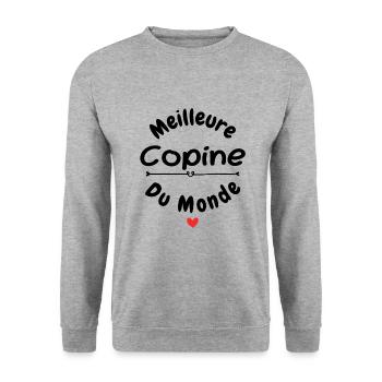 Meilleure Copine Du Monde - Sweat-shirt Unisexe - gris chiné - Devant - Alina (178cm) & Michal (187cm)